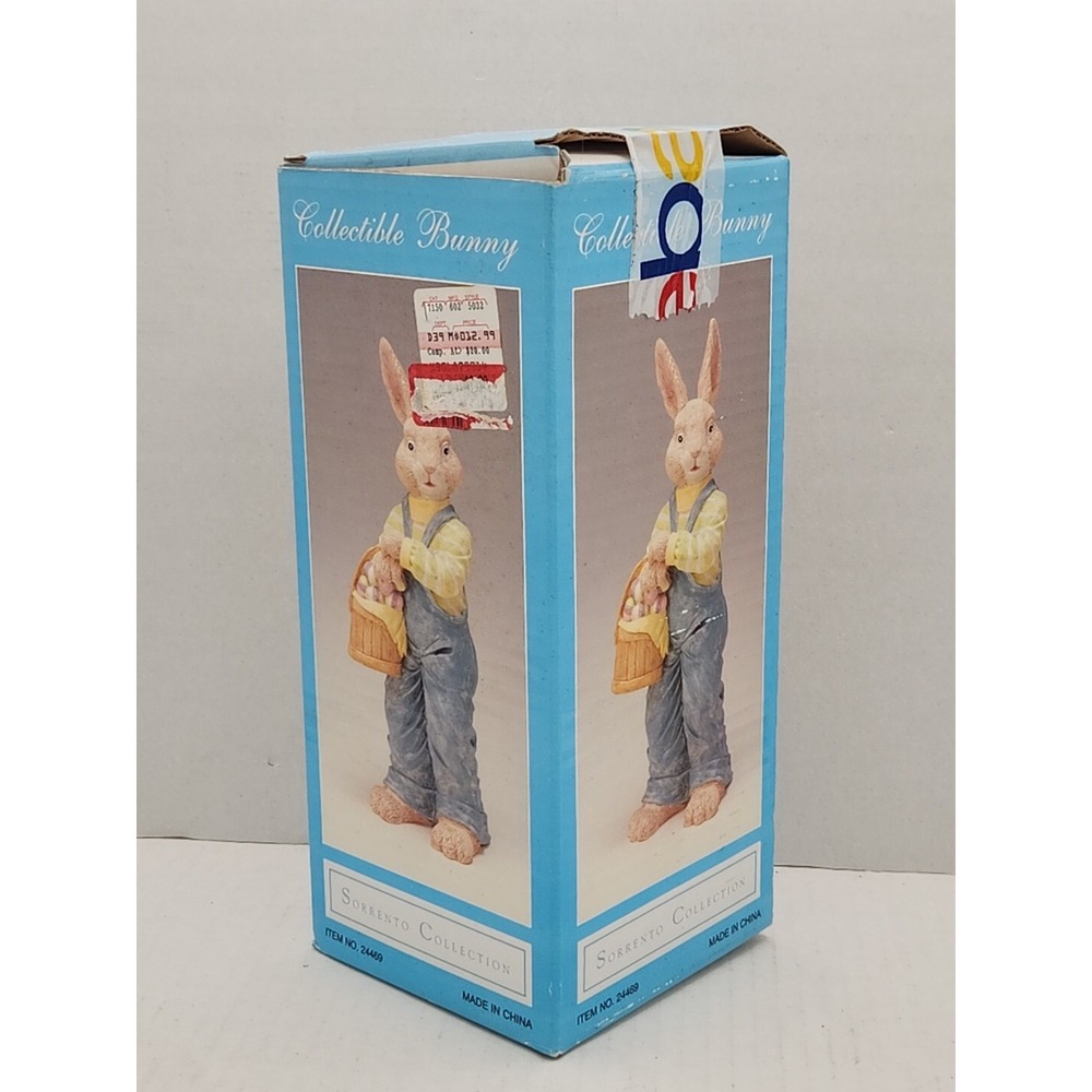 Easter decor - Brown Rabbit Holding Bucket of Easter Eggs (Wearing overalls)...